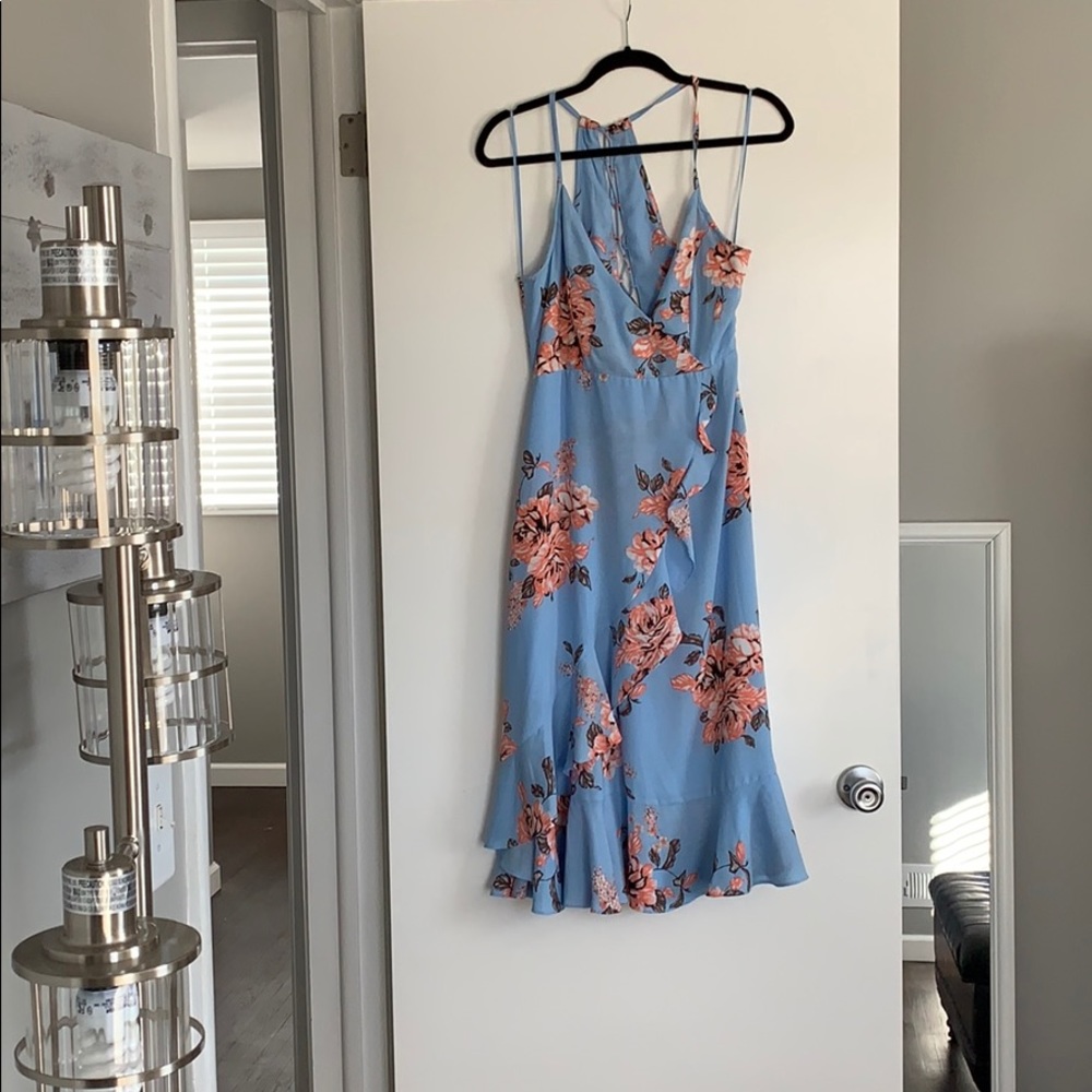 Lulus My Finest Flower Periwinkle Dress M